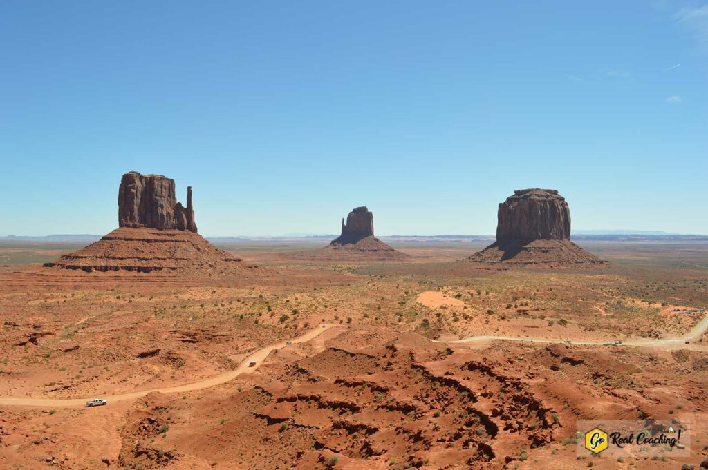 The dirt road through Monument Valley in Arizona.